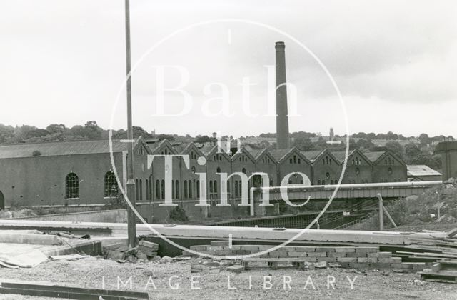 Gas works from Windsor Bridge, Bath 1980