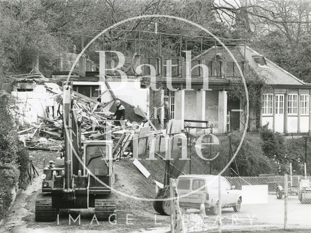 Demolition of bowls pavilion, Royal Victoria Park, Bath 1992