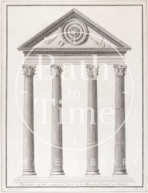 Elevation of the supposed front of a Roman Temple at Bath 1792