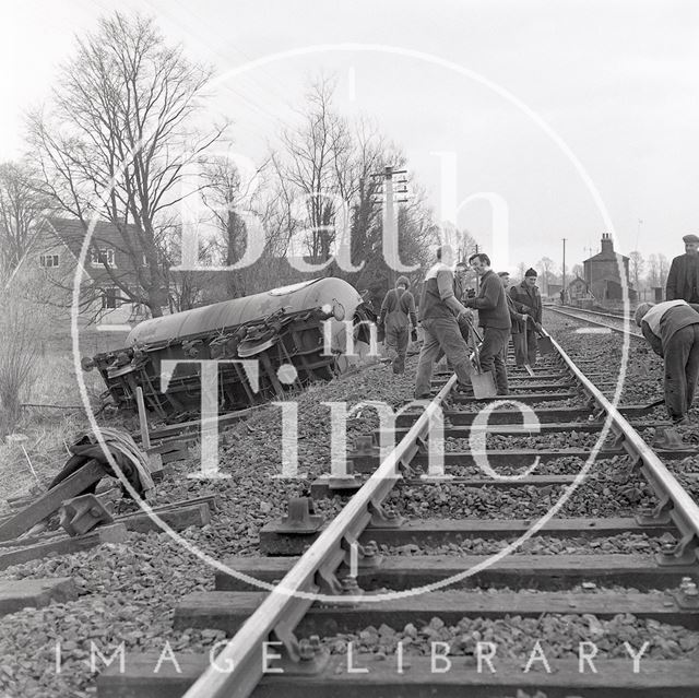 Derailment at Upton Lovell, Wiltshire c.1970