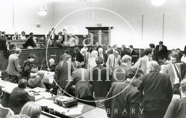 Scene in Council Chamber during council meeting to set the Bath Poll Tax 1990