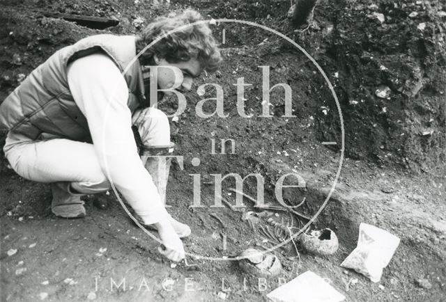 Skeleton uncovered during the Orange Grove, Bath Archaeological Dig 1979