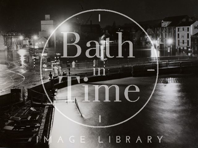 Floods, the Old Bridge and River Avon, Bath 1960