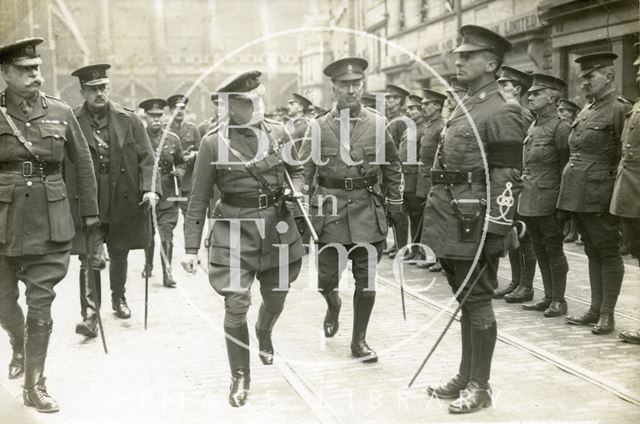 Lord French inspecting troops, High Street, Bath 1916