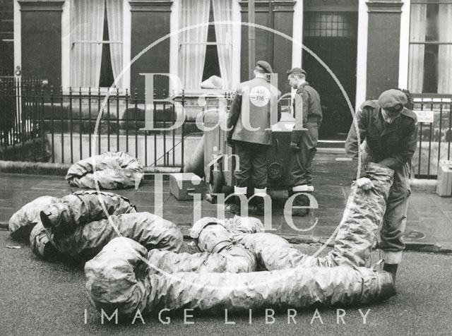 Rescue services using pumping equipment during the Bath Floods 1960