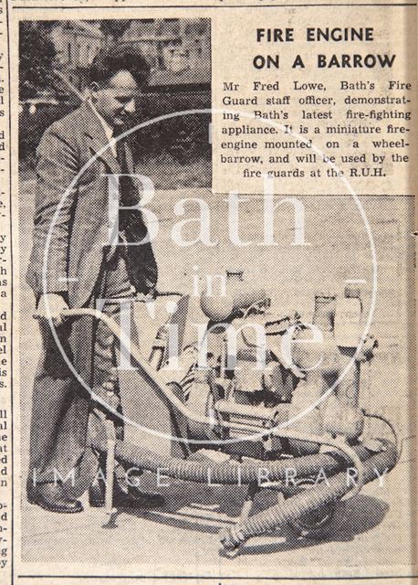 Bath fire guard demonstrating a fire engine on a barrow 1943