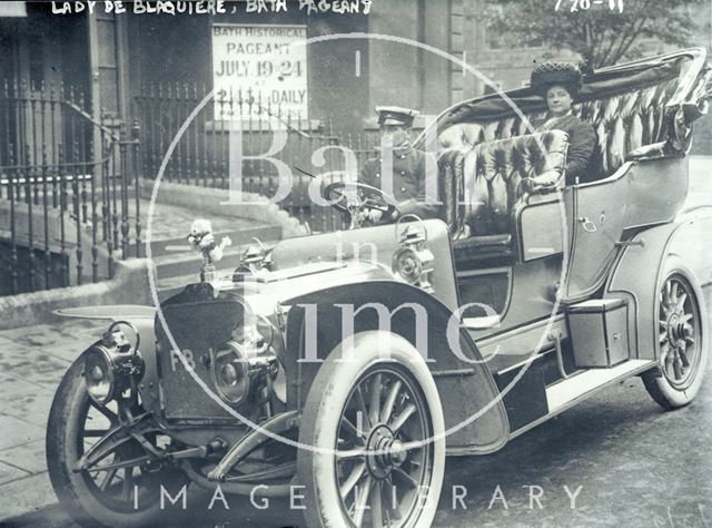 Lady De Blaquiere in her chauffeur driven car at the Bath Pageant 1909