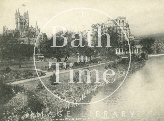 Bath Abbey, Parade Gardens and the Empire Hotel c.1905