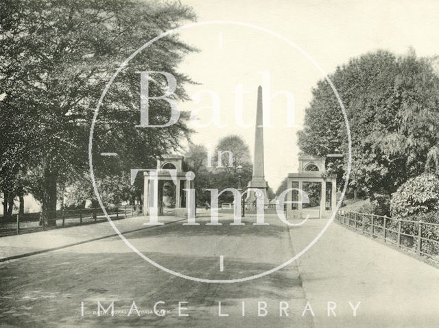 The entrance and obelisk in Royal Victoria Park, Bath c.1900