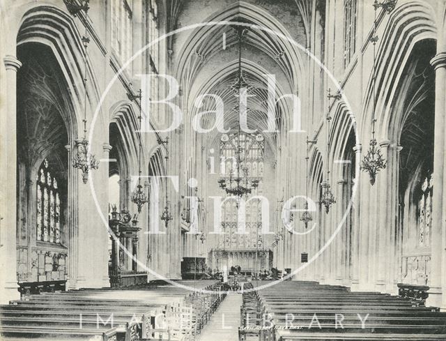 The nave looking east, Bath Abbey c.1900