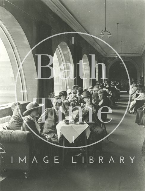 Taking tea at the Roman Baths, Bath 1915