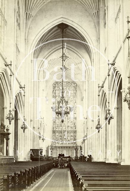 The nave looking east, Bath Abbey c.1880