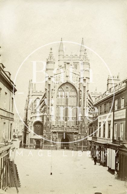 The west front of Bath Abbey and Abbey Church Yard c.1875