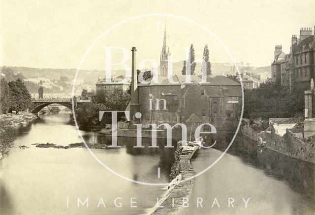 View of Town Mill and North Parade Bridge from Pulteney Bridge, Bath c.1870