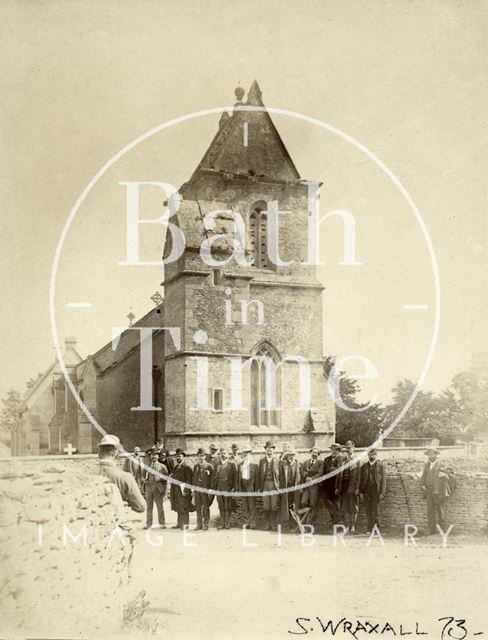 A gathering outside South Wraxall Church, Wiltshire 1887