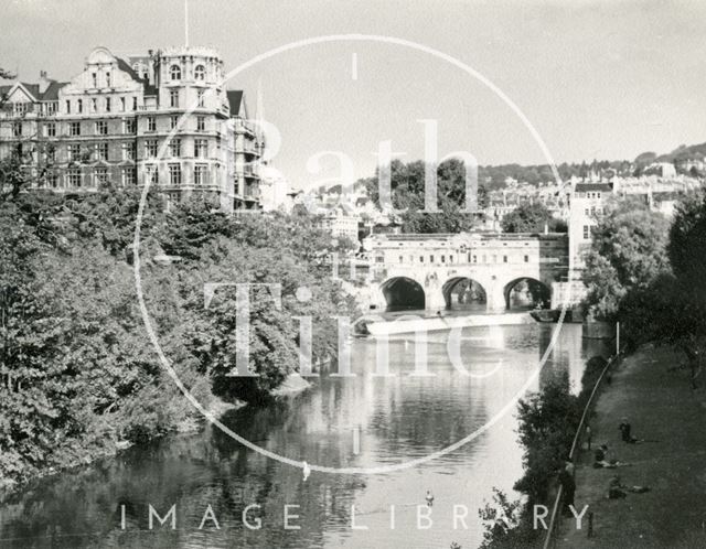 The Empire Hotel, Pulteney Bridge and weir, Bath c.1963