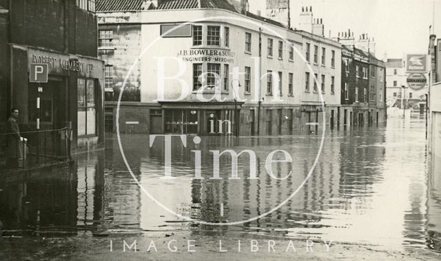 Corn Street, Bath during the floods 1960