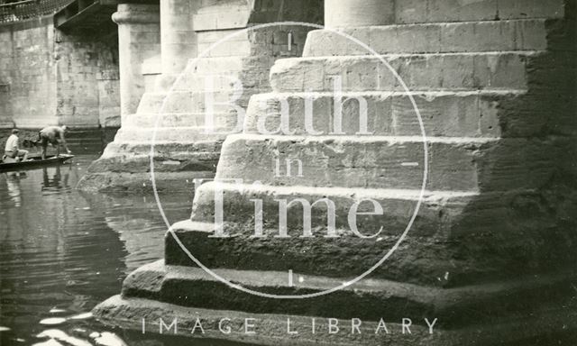 The upstream piers of the Old Bridge, Bath 1961