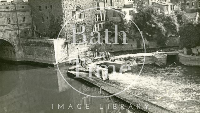 Repairs to the site of Bathwick Mill, Pulteney Weir, Bath c.1961