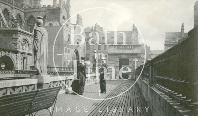 Visitors to the Roman Baths on the upper viewing level, Bath 1905