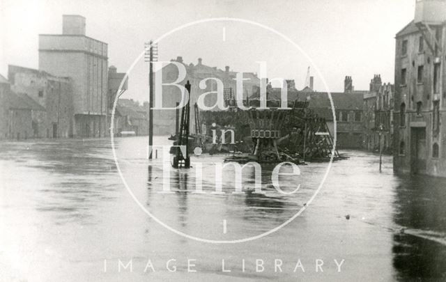 The flooded Broad Quay area, Bath c.1930