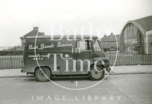 A Bath Parcels Service van at an unidentified location late 1950s