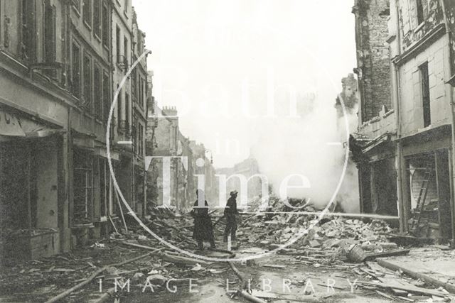 The devastated Kingsmead Street after the Bath Blitz 1942