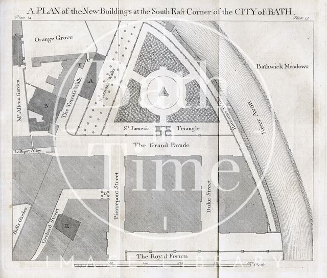 Copy of John Wood's plan of the North Parade area, Bath (1749) c.1905