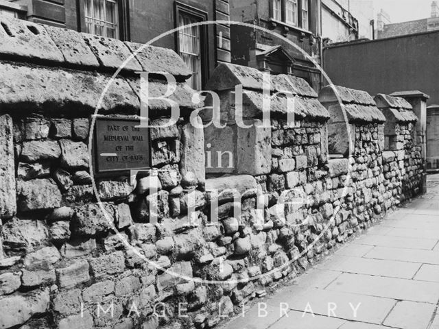 Medieval wall, Upper Borough Walls, Bath 1976