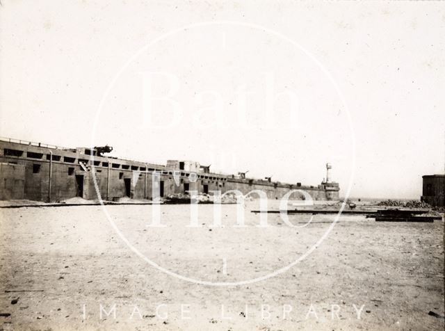 From inside the Mole. Place where British sailors landed, Zebrugge Raid, Belgium c.1916-1920