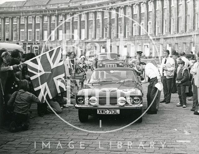 Prince Michael of Kent at the start of the Avon Motor Rally, Monarchy 1000, Bath 1973