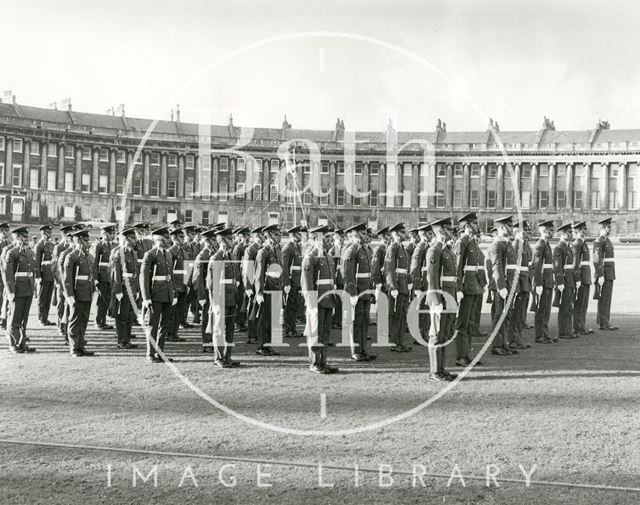 Royal Air Force and the Queen's colour squadron commemorating the Battle of Britain in a ceremony at Royal Crescent, Bath 1974