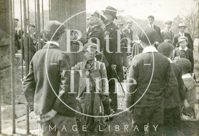 Field Marshall Earl Roberts is shown at the Bevil Grenville Monument, Lansdown, Bath c.1909