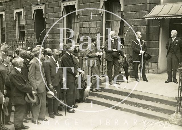 Unveiling memorial tablet to William Smith outside 29, Great Pulteney Street, Bath 1926