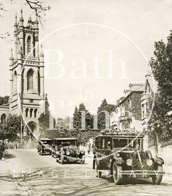 Councillor Major General Bradshaw's Funeral Procession leaving St. Stephen's Church, Lansdown, Bath 1923