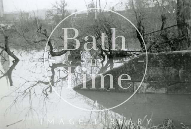 The flooded entrance to Chapel Lock on the Kennet and Avon Canal, Widcombe, Bath 1960