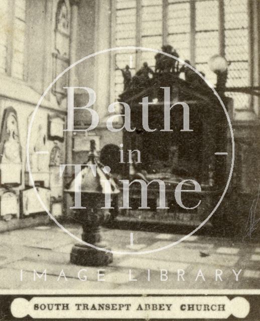 South transept and font, Bath Abbey c.1868