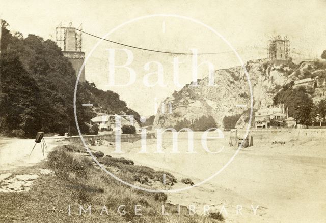 Brunel's Clifton Suspension Bridge undergoing construction, Bristol 1862