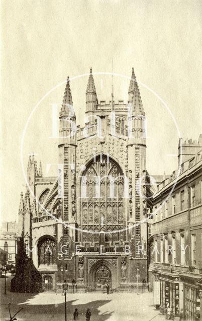 The west front of Bath Abbey from Abbey Church Yard c.1860