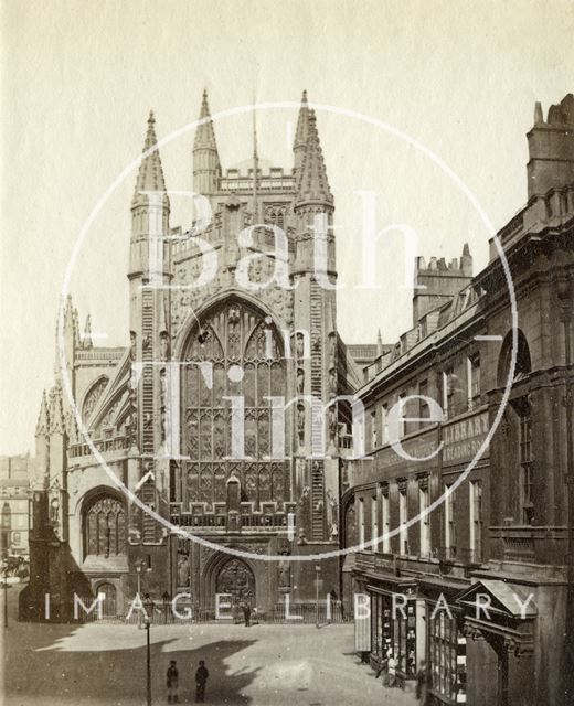 The west front of Bath Abbey from Abbey Church Yard c.1867