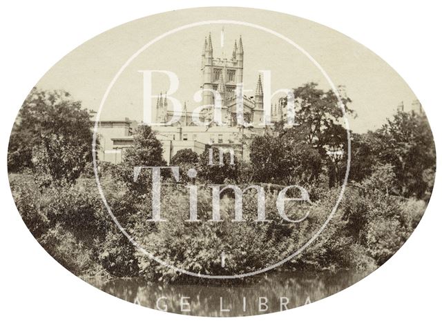 Bath Abbey and Literary and Scientific Institution, viewed from the River Avon c.1880