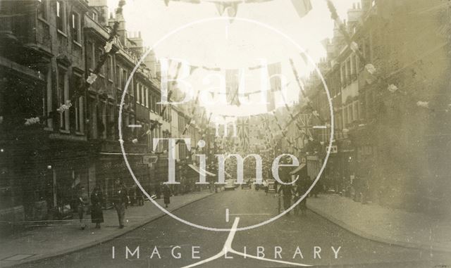 Milsom Street, Bath decorated for the Royal Jubilee, Bath 1935