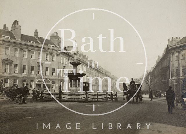 Pulteney Hotel and fountain, Great Pulteney Street, Bath c.1910