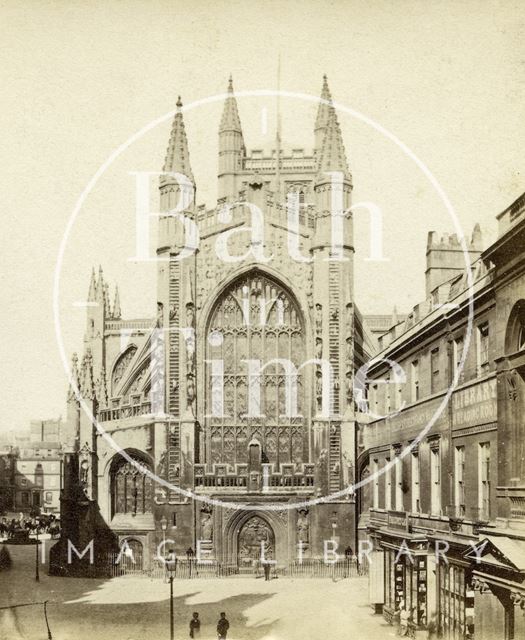 The west front of Bath Abbey from Abbey Church Yard 1864