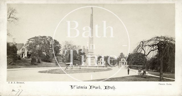 The Dairy, obelisk, cannons and entrance to Royal Victoria Park, Bath c.1864