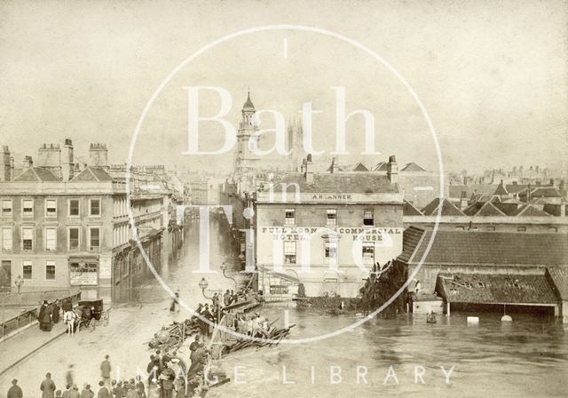 Southgate Street and the Old Bridge, Bath during the floods 1882