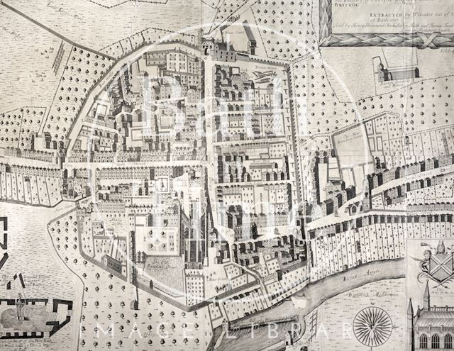 Joseph Gilmore's Map of the City of Bath 1694-1717 - detail