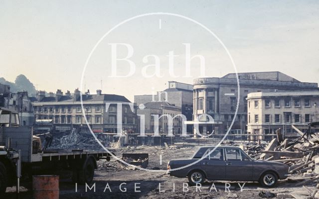 View across the cleared Southgate site towards the Forum, Bath c.1970