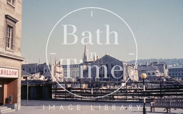 View across the cleared Southgate site towards St. John's Church, Bath c.1970