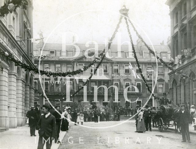 Milsom Street decorated for the Coronation of Edward VII, Bath 1902